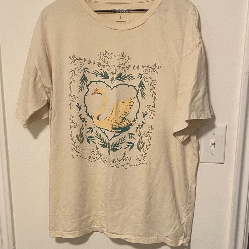 Free People x Vintage Canvas Cream vintage Swan T-Shirt